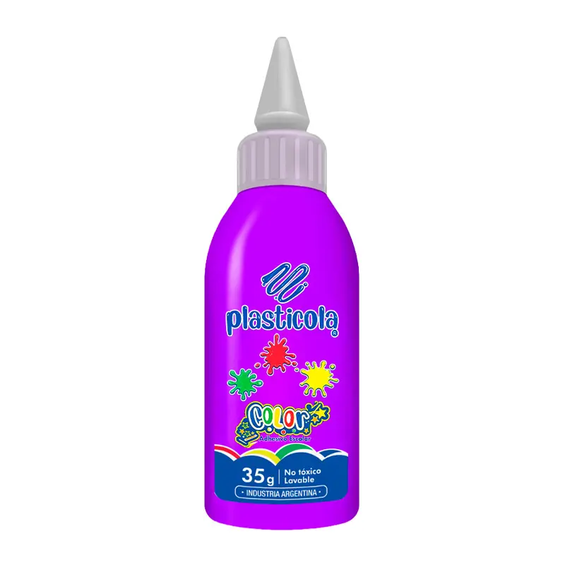 Adhesivo color Plasticola violeta, 40g. pack de 12 unidades