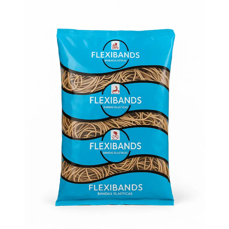 Bandas elásticas  Flexibands de látex, 0.2 x 130 x 80mm. bolsa de 1000g.