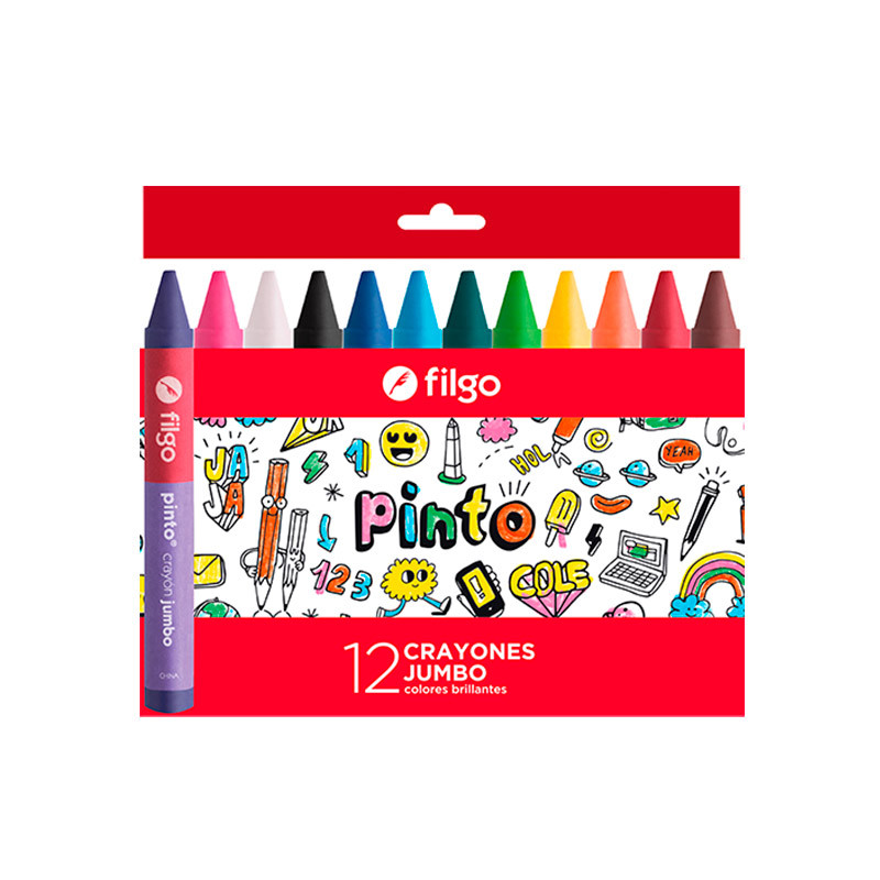 Crayones de cera Filgo Jumbo, caja de 12 colores