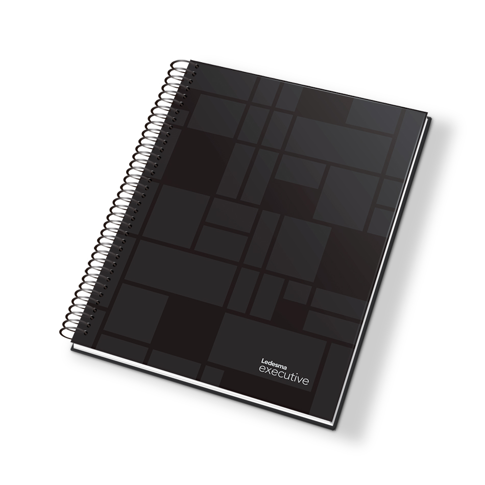 Cuaderno Executive espiralado polipropileno negro, 16x21cm. 120 hojas rayadas