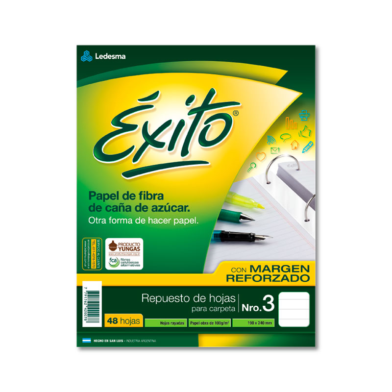 Repuesto Éxito Reforzado, 48 hojas rayadas