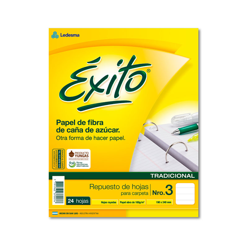 Repuesto Éxito, 24 hojas rayadas