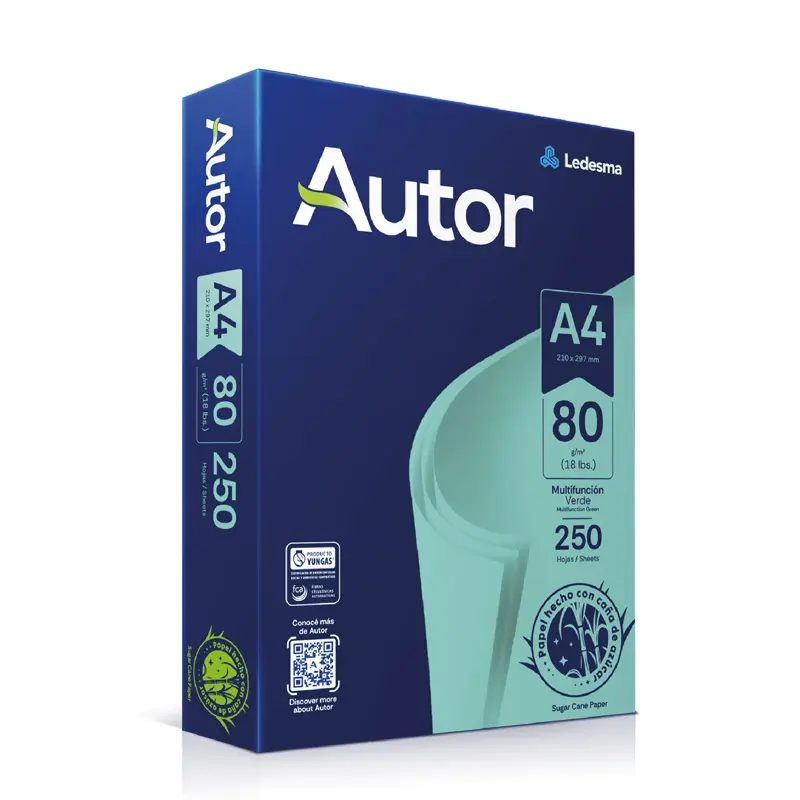 Resma Autor A4 verde, 80g. 250 Hs.
