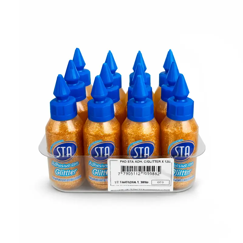 Adhesivo STA Glitter oro, 30g. pack de 12 unidades