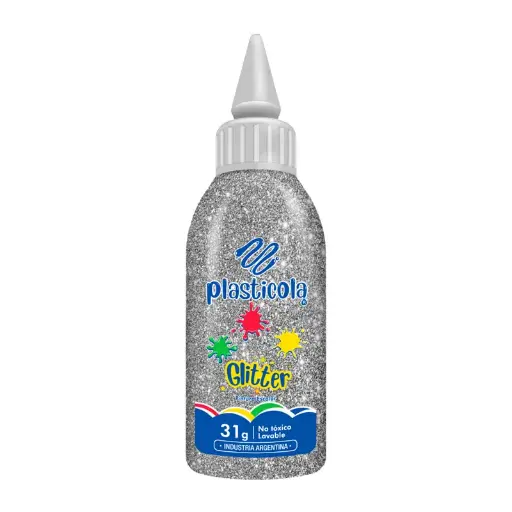 [PLASTBRPLA12] Adhesivo brillo Plasticola plata, 38g. pack de 12 unidades
