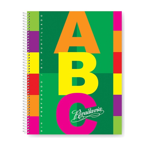 [ABC212760RA] Cuaderno Rivadavia ABC espiralado tapa cartón, 21x27cm. 60 hojas rayadas