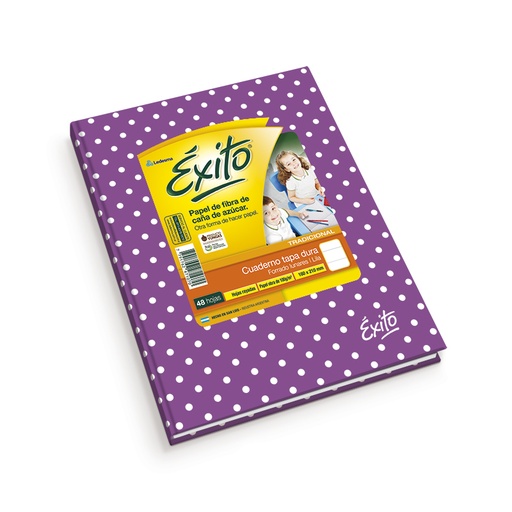 [EXITO1LUNLIL] Cuaderno Éxito E1 Lunares lila, 16x21cm. 48 hojas rayadas