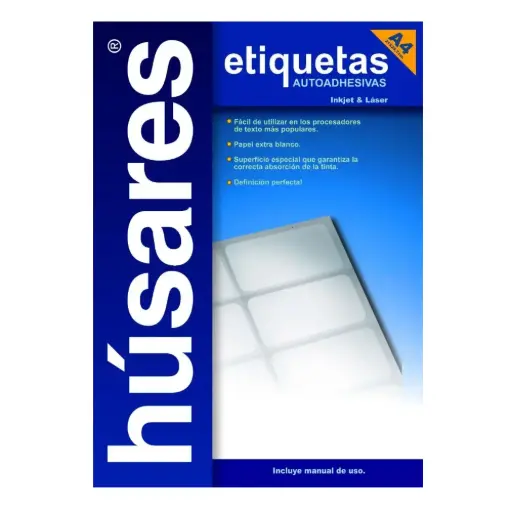 [HUSARES34121] Etiqueta imprimibles InkJet | LaserJetHúsares H34121 A4, 6.35 x 3.81cm. 100 hojas