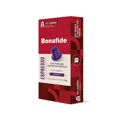 [BONAFCAPESPRENP] Cápsulas de Café Bonafide Espresso compatibles con Nespresso, 10 unidades de 5g.